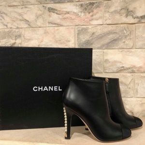 chanel pearl ankle boots